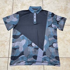 Pins And Aces Polo Shirt Men's Size 2XL Blue Camo Striped Golf